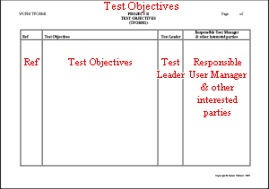 Test Objectives Form - click for Word version